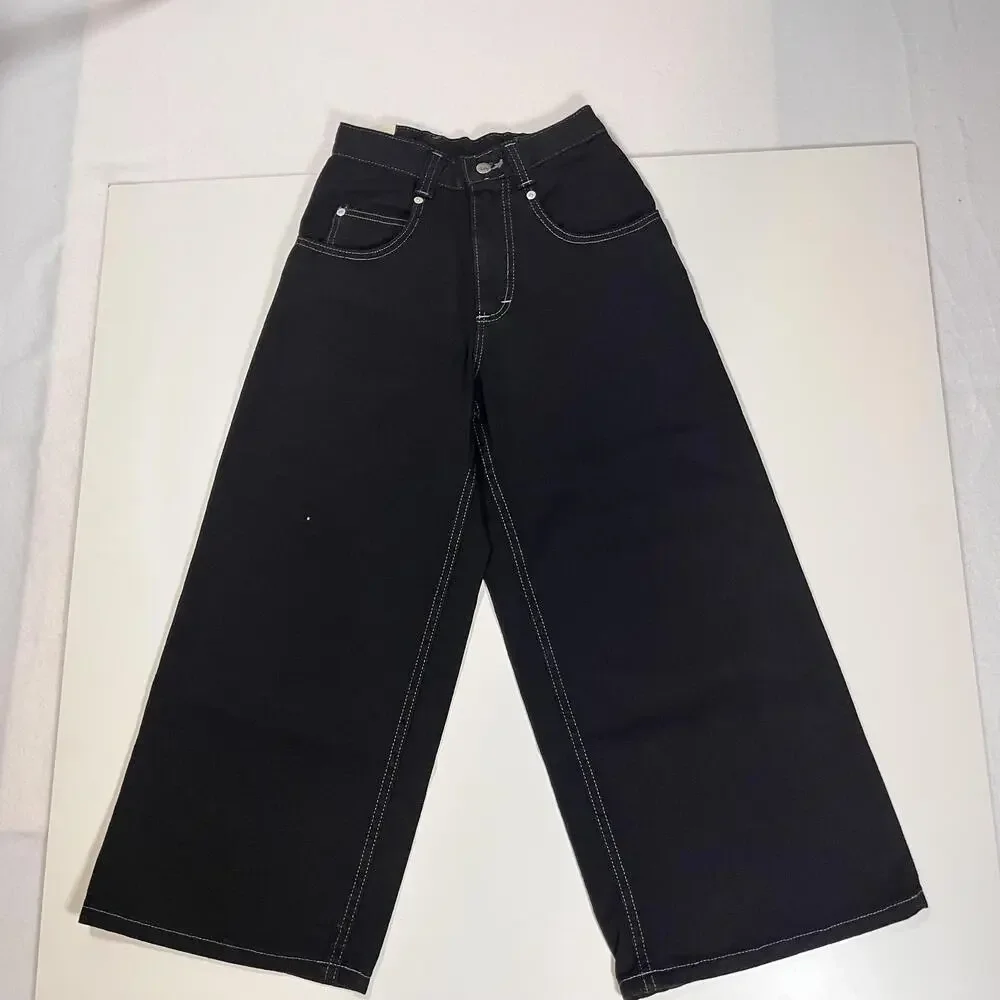 Lee Pipes Jeans Youth Medium Black Double Black Wide Leg Carpenter Y2K Skate